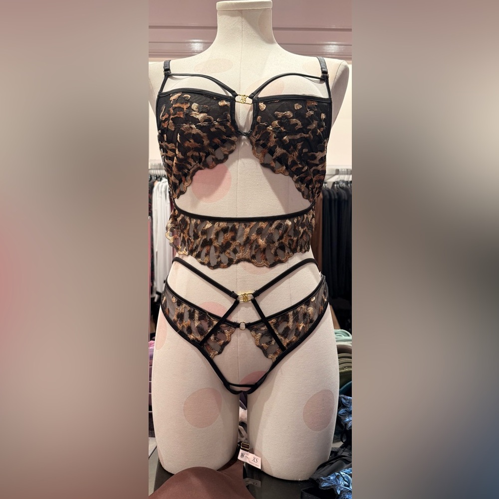 Victoria's Secret Black and Brown Leopard Lingerie